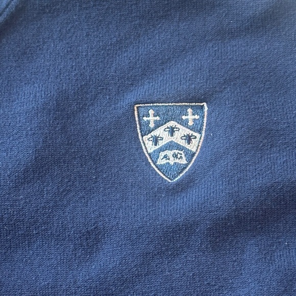 Gilman Crest Cutter & Buck Lakemont Tri-Blend V-Neck Sweater Navy Men’s Small - Picture 3 of 5